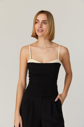 FRENCH CONNECTION AZRA TWILL CORSET STRAPPY TOP